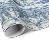 Portugese blauwe en witte tegels met engelen cadeaupapier (Rol Hoek)