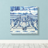 Portugese blauwe en witte tegels met engelen canvas afdruk (Insitu (Houten vloer))