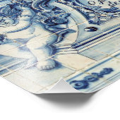 Portugese blauwe en witte tegels met engelen foto afdruk (Hoek)