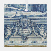 Portugese blauwe en witte tegels met engelen glas ornament (Achterkant)