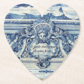 Portugese blauwe en witte tegels met engelen kartonnen onderzetters (Voorkant)