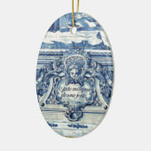 Portugese blauwe en witte tegels met engelen keramisch ornament (Links)