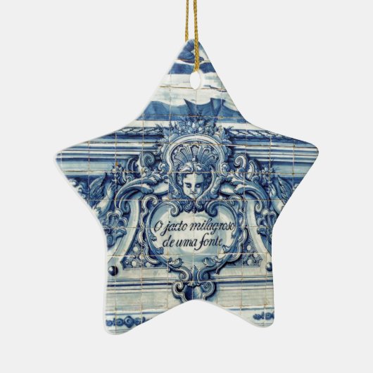 Portugese blauwe en witte tegels met engelen keramisch ornament (Rechts)