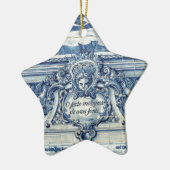 Portugese blauwe en witte tegels met engelen keramisch ornament (Links)