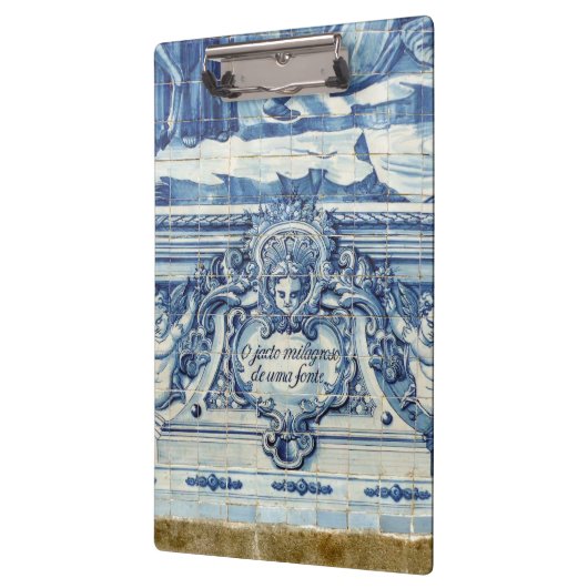 Portugese blauwe en witte tegels met engelen klembord (Links)