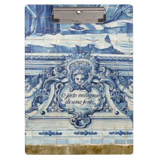Portugese blauwe en witte tegels met engelen klembord (Voorkant)