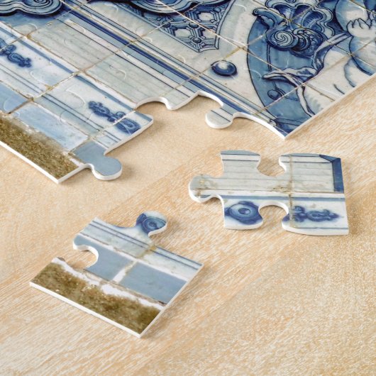 Portugese blauwe en witte tegels met engelen legpuzzel (Zijkant)