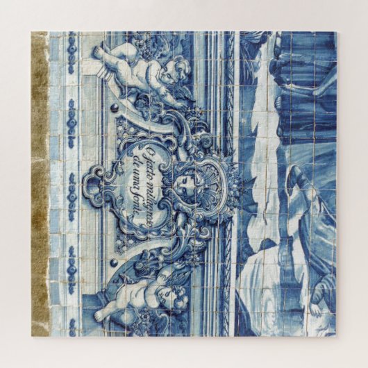 Portugese blauwe en witte tegels met engelen legpuzzel (Horizontaal)