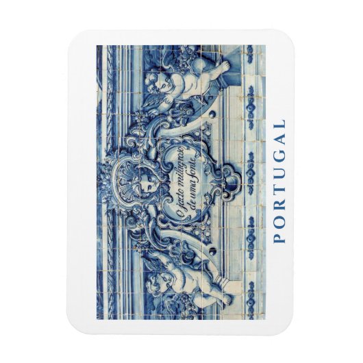 Portugese blauwe en witte tegels met engelen magneet (Verticaal)