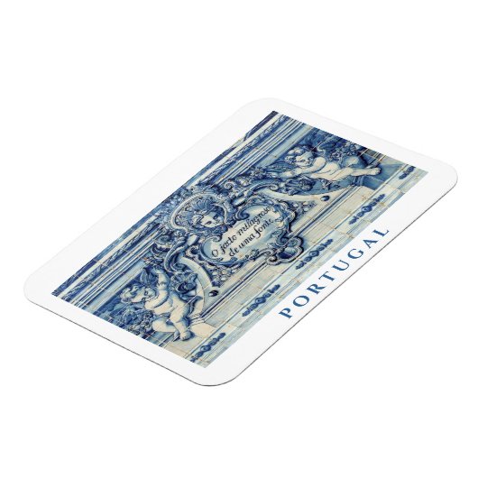 Portugese blauwe en witte tegels met engelen magneet (Linkerzijde)