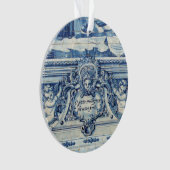 Portugese blauwe en witte tegels met engelen ornament (voorkant)