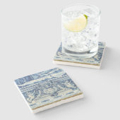 Portugese blauwe en witte tegels met engelen stenen onderzetter (Zijkant)