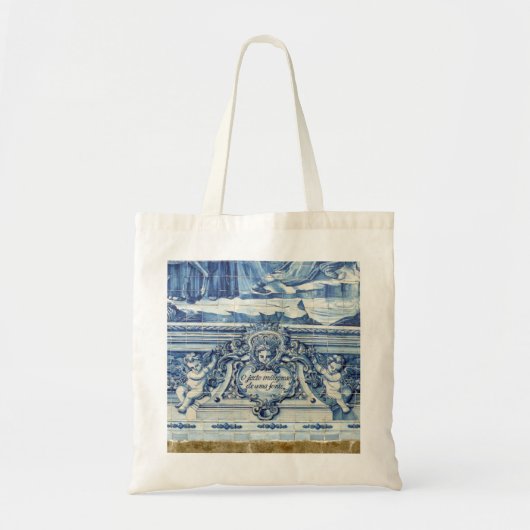 Portugese blauwe en witte tegels met engelen tote bag (Voorkant)