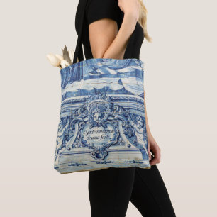 Portugese blauwe en witte tegels met engelen tote bag