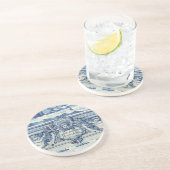 Portugese blauwe en witte tegels met engelen zandsteen onderzetter (Zijkant)