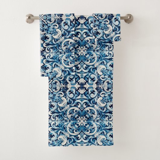Portugese blauwe tegel bad handdoek (Insitu)