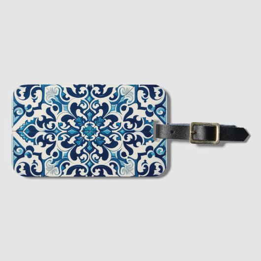 Portugese blauwe tegel bagagelabel (Voorkant (horizontaal))