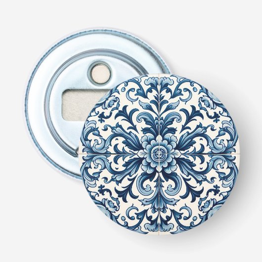 Portugese blauwe tegel button flesopener (Voorkant)