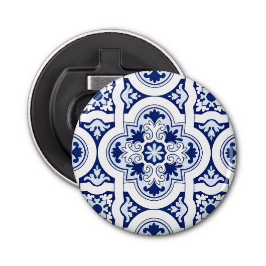 Portugese blauwe tegel button flesopener (Voorkant)