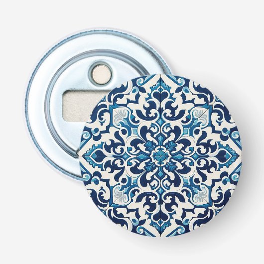 Portugese blauwe tegel button flesopener (Voorkant)