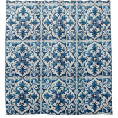 Portugese blauwe tegel douchegordijn (Voorkant)