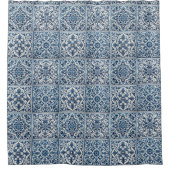 Portugese blauwe tegel douchegordijn (Voorkant)