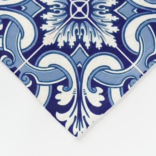 Portugese blauwe tegel fleece deken (Hoek)