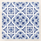 Portugese blauwe tegel glazen onderzetter (Voorkant)
