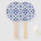 Portugese blauwe tegel handwaaier (Voorkant en achterkant)