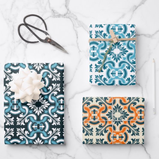 Portugese blauwe tegel inpakpapier vel (Voorkant)