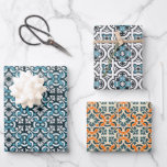 Portugese blauwe tegel inpakpapier vel<br><div class="desc">Dit product heeft een ingewikkeld ontwerp met een donkerblauwe achtergrond en witte sierpatronen. Het ontwerp doet denken aan traditionele keramische of porseleinen stijlen,  die van belang kunnen zijn voor degenen die de klassieke of  esthetiek waarderen.</div>
