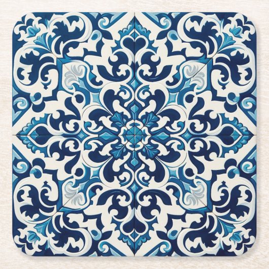 Portugese blauwe tegel kartonnen onderzetters (Voorkant)