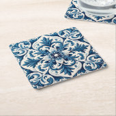 Portugese blauwe tegel kartonnen onderzetters (Schuin)