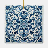 Portugese blauwe tegel keramisch ornament (Achterkant)