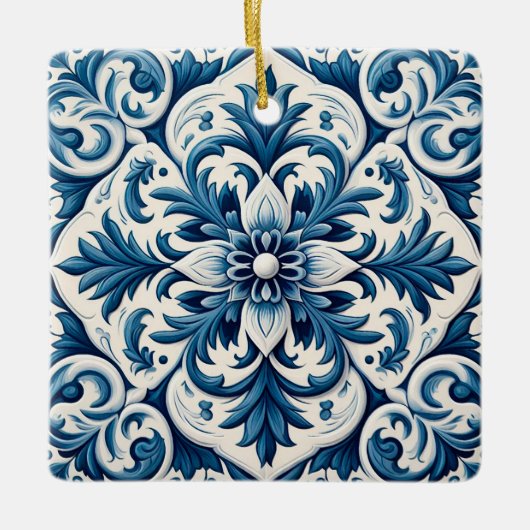 Portugese blauwe tegel keramisch ornament (Voorkant)
