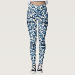 Portugese blauwe tegel leggings