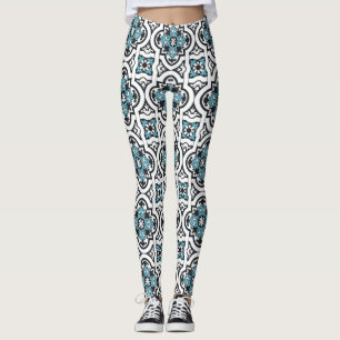 Portugese blauwe tegel leggings