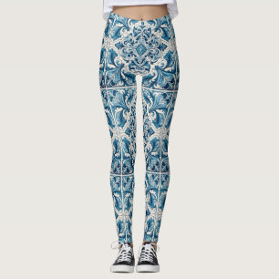 Portugese blauwe tegel leggings