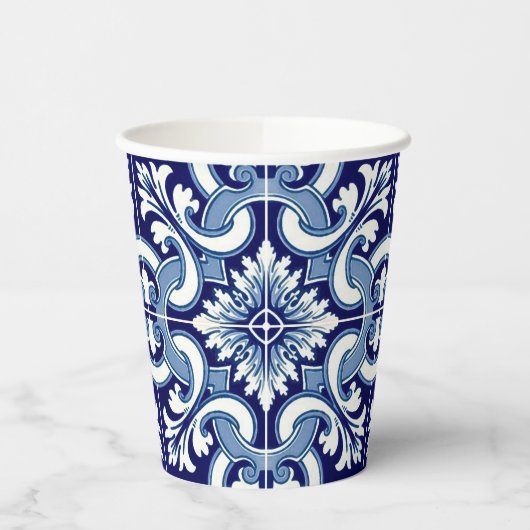 Portugese blauwe tegel papieren bekers (Links)