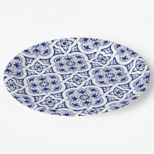 Portugese blauwe tegel papieren bordje (Gekanteld)