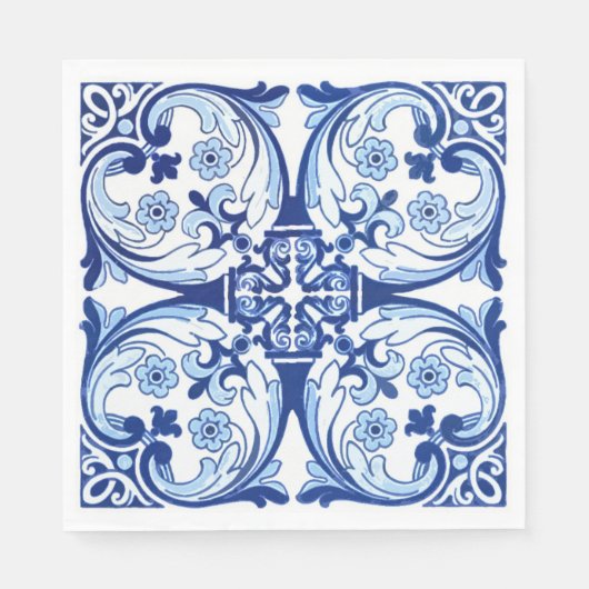 Portugese blauwe tegel servet (Voorkant)
