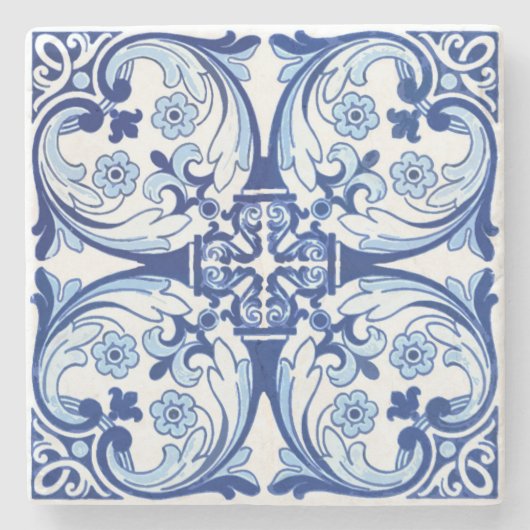 Portugese blauwe tegel stenen onderzetter (Voorkant)