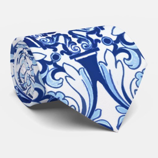 Portugese blauwe tegel stropdas (Opgerold)