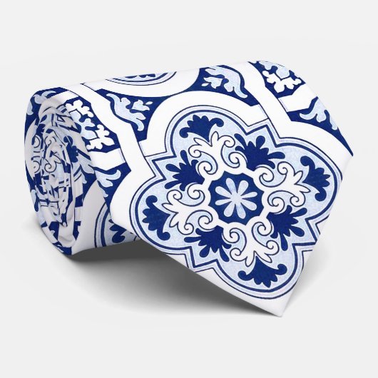 Portugese blauwe tegel stropdas (Opgerold)