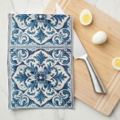 Portugese blauwe tegel theedoek (Quarter Fold)