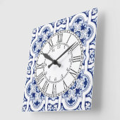 Portugese blauwe tegel vierkante muurklok vierkante klok (Hoek)