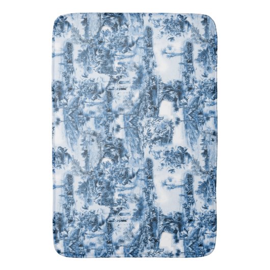 Portugese blauwe tegels romantisch scènepatroon badmat (Voorkant Verticaal)