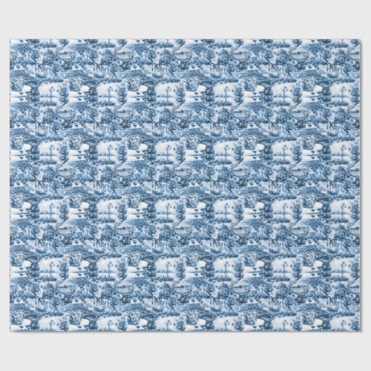 Portugese blauwe tegels romantisch scènepatroon cadeaupapier (Vlak)