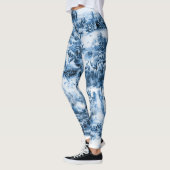 Portugese blauwe tegels romantisch scènepatroon leggings (Links)