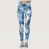 Portugese blauwe tegels romantisch scènepatroon leggings (Voorkant)
